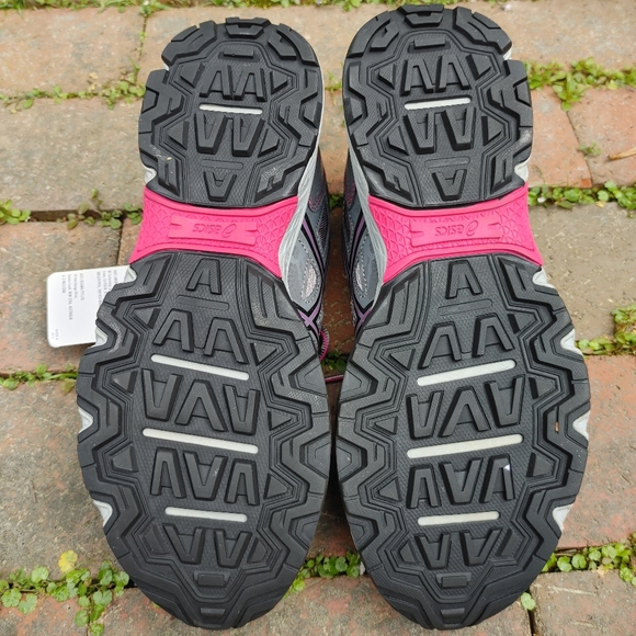 ASICS Gray and Pink Athletic Shoes with Mesh Design - Picture 6 of 9